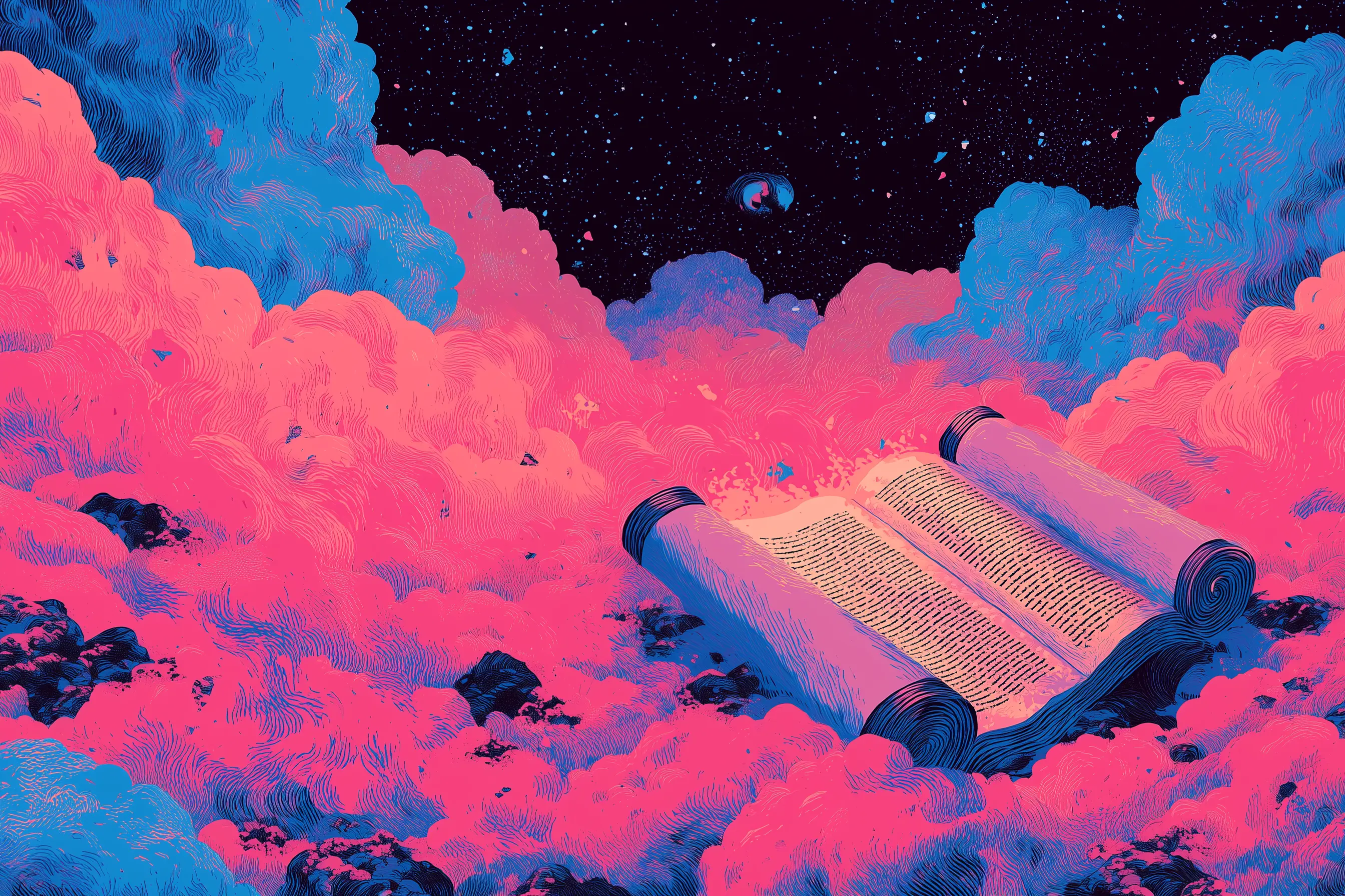 Symbolische Illustration zu Tora-Schriftrollen im muslimischen Kontext